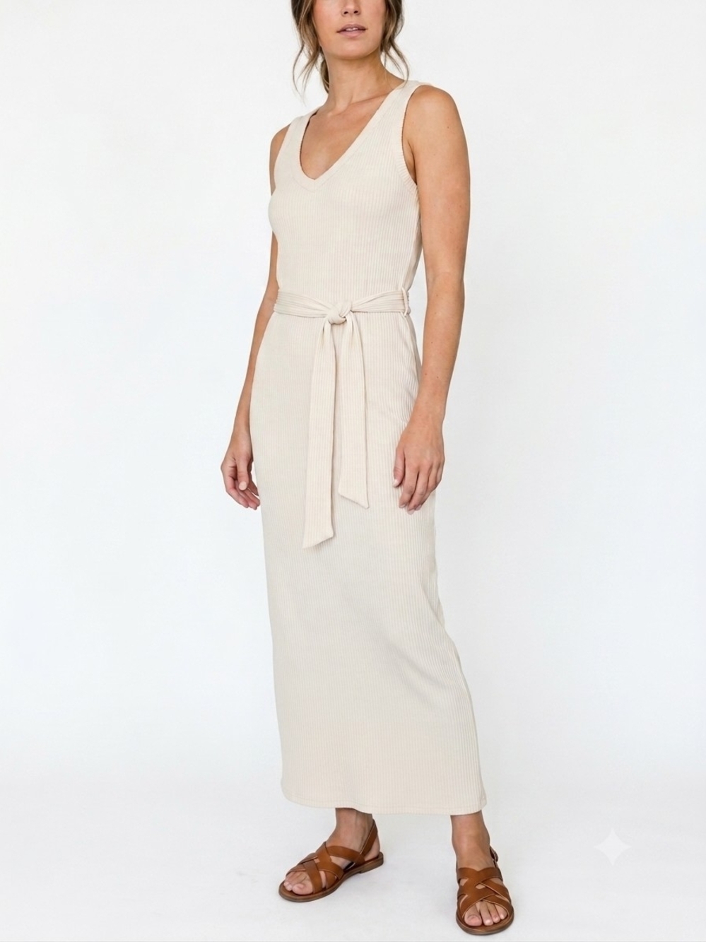 Bar III Sleeveless V-Neck Ribbed Maxi Dress